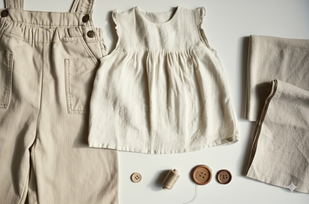 Minimalist natural fiber outfit for children