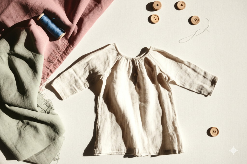 Child wearing Zang Studio natural fiber clothing